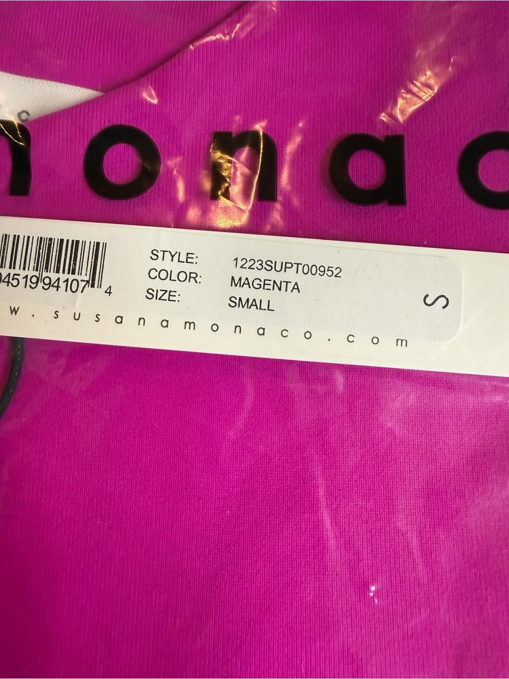 Susana Monaco Magenta Crew Slit Cutout Long Sleeve Top NWT Pink Size Small NEW - Picture 6 of 9